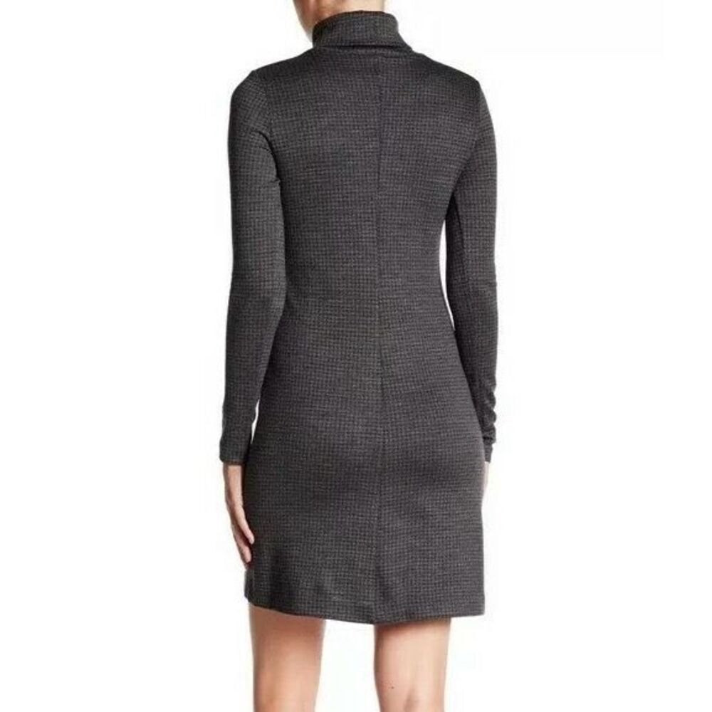 Theory Tajello Delfina Gray Houndstooth Turtleneck Sweater Dress Size Medium - Picture 2 of 9